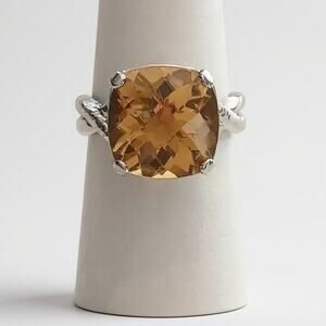NWT 6.50 CT Brazilian Citrine Solitaire Ring Statement Size 7 Yellow Gemstone
